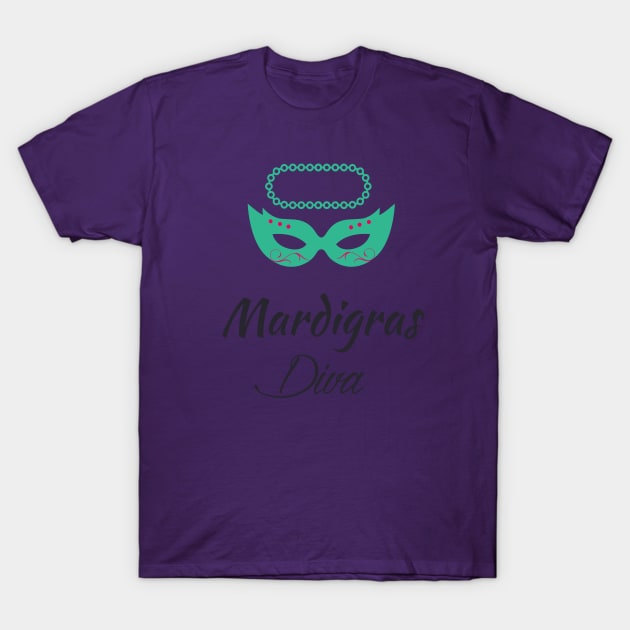 Mardi Gras Diva T-shirt and Apparel T-Shirt by TeeBunny17